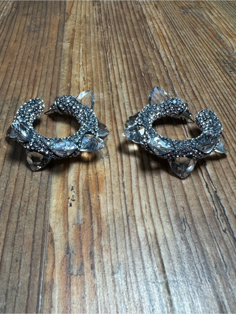 Swarovski Sublima Clear Crystal Spike Hoop Earrings - Picture 4 of 7